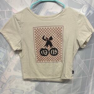 Vans Beige Crop Top with Checkered Graphic